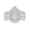 Thumbnail Image 4 of 1.00 CT. T.W. Pear Multi-Diamond Teardrop Frame Multi-Row Engagement Ring in 10K White Gold