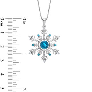 London Blue Topaz and White Lab-Created Sapphire Snowflake Pendant in Sterling Silver