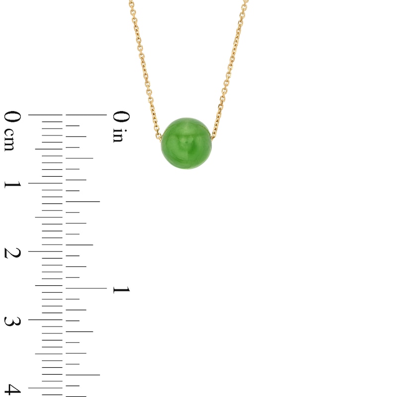 8.0mm Jade Ball Necklace and Stud Earrings Set in 14K Gold