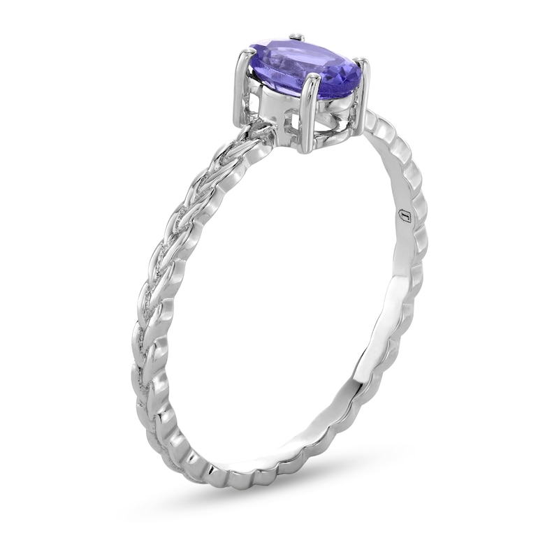 Main Image 3 of Oval Tanzanite Solitaire Braided Ring in 10K White Gold