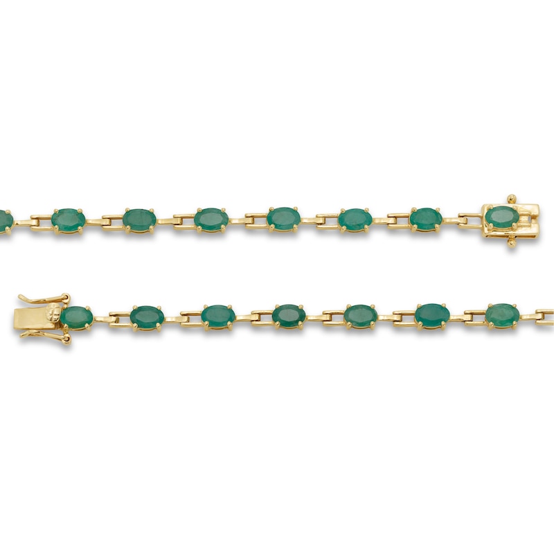 Main Image 3 of Oval Emerald Open Link Bracelet in 10K Gold - 7.25"