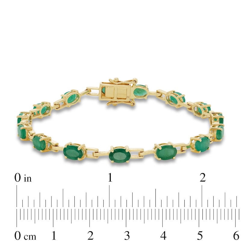 Main Image 4 of Oval Emerald Open Link Bracelet in 10K Gold - 7.25"