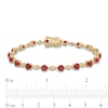 Thumbnail Image 4 of Certified Ruby and 0.20 CT. T.W. Diamond Bezel-Set Alternating Line Bracelet in 10K Gold - 7.25"
