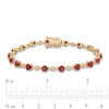 Thumbnail Image 3 of Certified Ruby and 0.20 CT. T.W. Diamond Bezel-Set Alternating Line Bracelet in 10K Gold - 7.25"