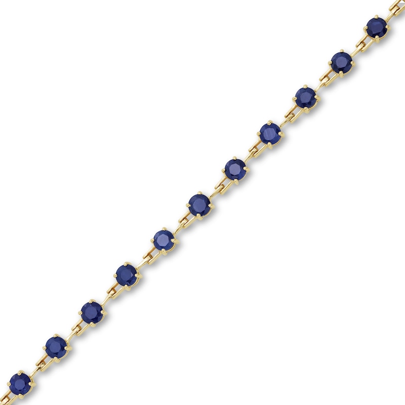 Blue Sapphire Open Link Bracelet in 10K Gold - 7.25"