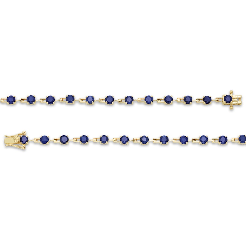 Blue Sapphire Open Link Bracelet in 10K Gold - 7.25"