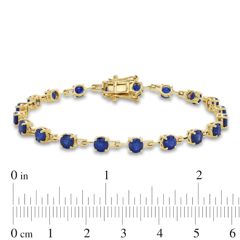 Blue Sapphire Open Link Bracelet in 10K Gold - 7.25"