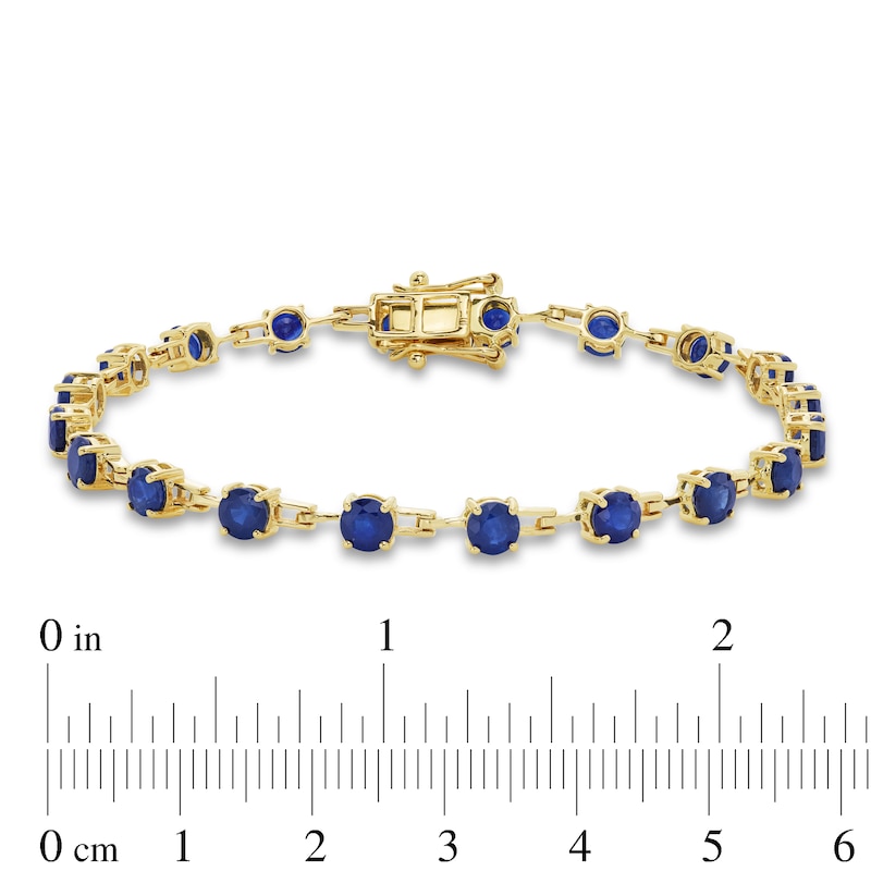 Main Image 4 of Blue Sapphire Open Link Bracelet in 10K Gold - 7.25"
