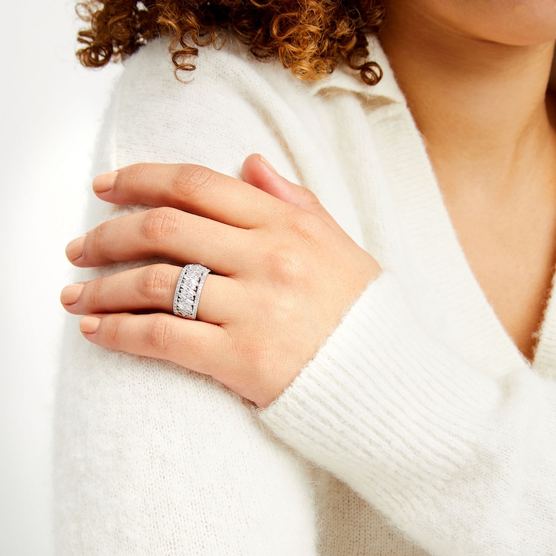 1.25 CT. T.W. Certified Lab-Grown Diamond Herringbone Pattern Band in 14K White Gold (F/SI2)