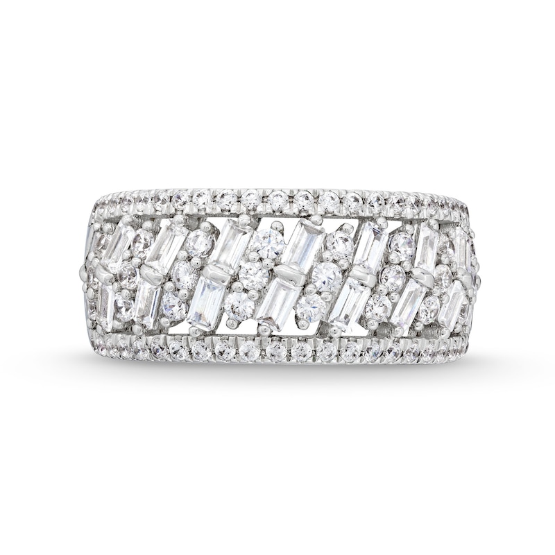 1.25 CT. T.W. Certified Lab-Grown Diamond Herringbone Pattern Band in 14K White Gold (F/SI2)