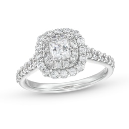 1.25 CT. T.W. Princess-Cut Diamond Scallop Frame Engagement Ring in 10K White Gold (I/I2)