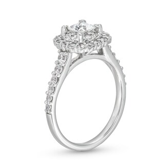 1.25 CT. T.W. Princess-Cut Certified Diamond Scallop Frame Engagement Ring in 10K White Gold (I/I2)