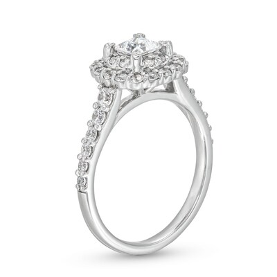 1.25 CT. T.W. Princess-Cut Certified Diamond Scallop Frame Engagement Ring in 10K White Gold (I/I2)