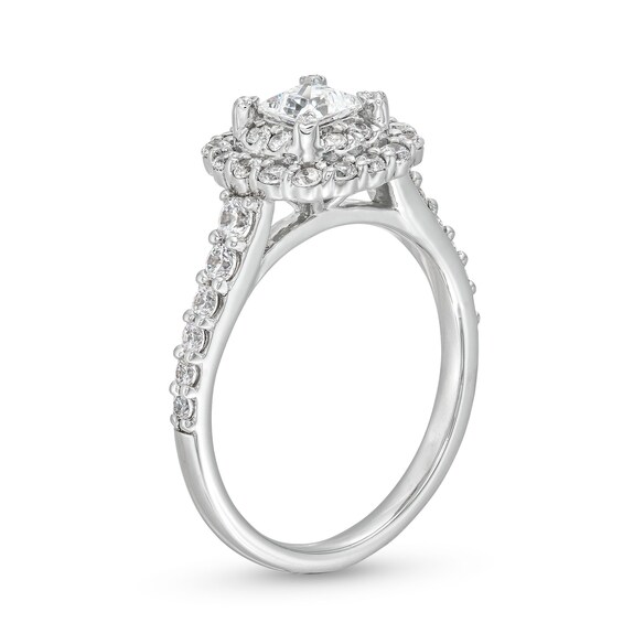 1.25 CT. T.W. Princess-Cut Certified Diamond Scallop Frame Engagement Ring in 10K White Gold (I/I2)