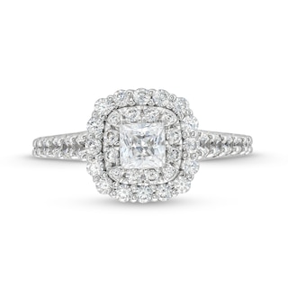 1.25 CT. T.W. Princess-Cut Certified Diamond Scallop Frame Engagement Ring in 10K White Gold (I/I2)