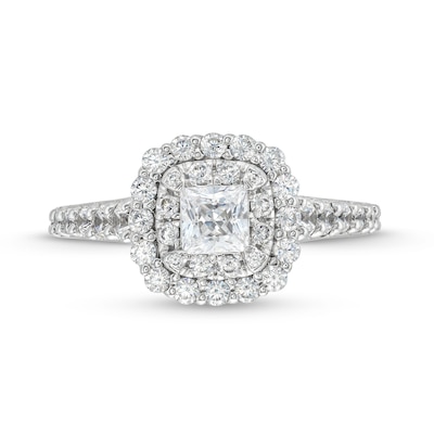 1.25 CT. T.W. Princess-Cut Certified Diamond Scallop Frame Engagement Ring in 10K White Gold (I/I2)