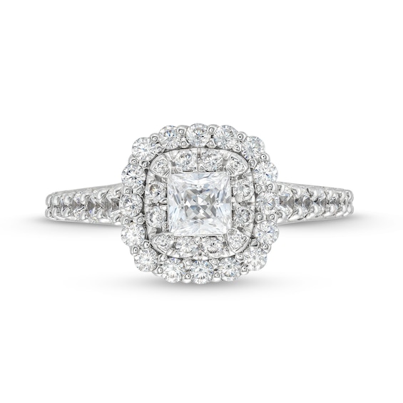 1.25 CT. T.W. Princess-Cut Certified Diamond Scallop Frame Engagement Ring in 10K White Gold (I/I2)