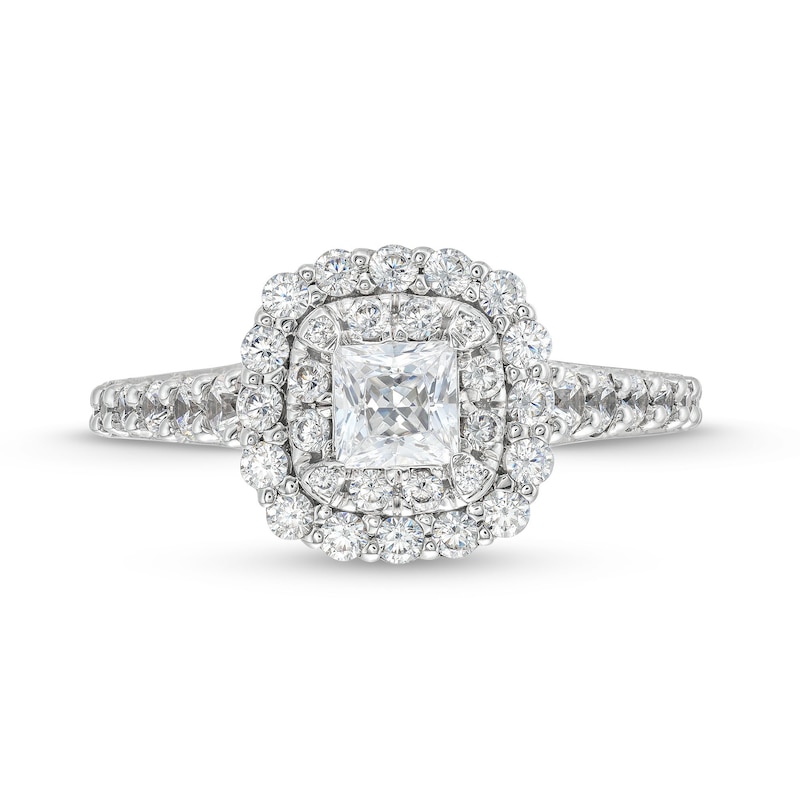 1.25 CT. T.W. Princess-Cut Certified Diamond Scallop Frame Engagement Ring in 10K White Gold (I/I2)