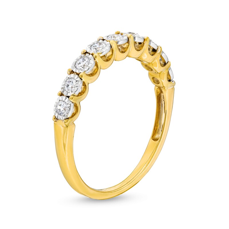 Main Image 4 of 0.25 CT. T.W. Diamond Miracle Nine Stone Band in 10K Two-Tone Gold