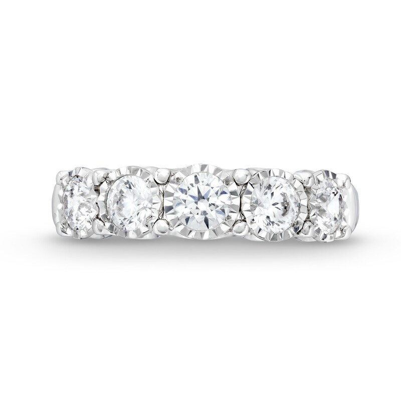 Main Image 3 of 1.20 CT. T.W. Diamond Miracle Five Stone Band in 10K White Gold