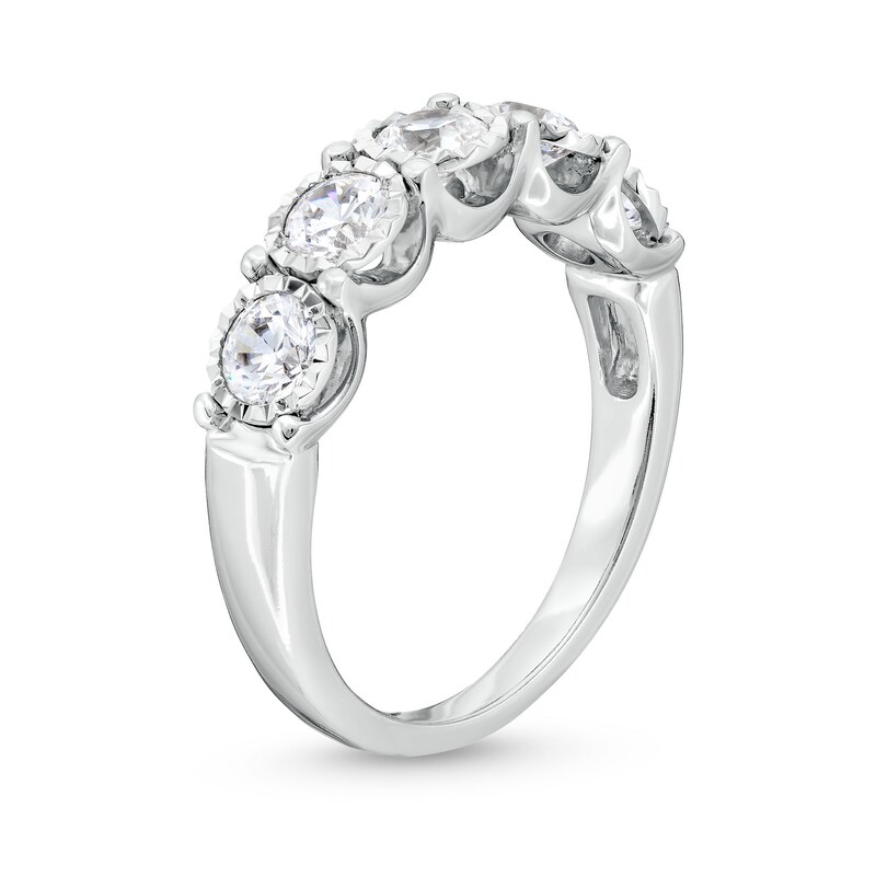Main Image 4 of 1.20 CT. T.W. Diamond Miracle Five Stone Band in 10K White Gold