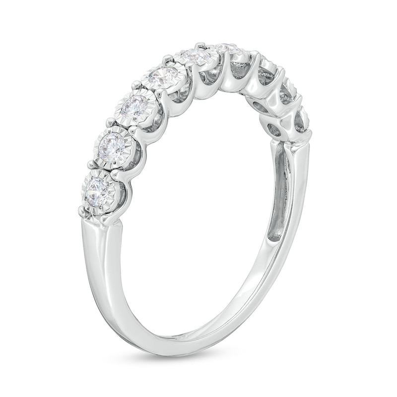 Main Image 4 of 0.25 CT. T.W. Diamond Miracle Nine Stone Band in 10K White Gold