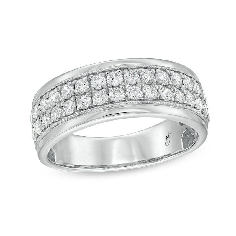 Men's 1.00 CT. T.W. Diamond Double Row Milgrain Band in Sterling Silver|Peoples Jewellers