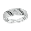 Thumbnail Image 1 of 0.40 CT. T.W. Black and White Diamond Slanted Triple Row Band in Sterling Silver
