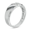 Thumbnail Image 3 of 0.40 CT. T.W. Black and White Diamond Slanted Triple Row Band in Sterling Silver