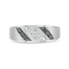 Thumbnail Image 4 of 0.40 CT. T.W. Black and White Diamond Slanted Triple Row Band in Sterling Silver