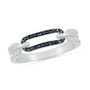 Thumbnail Image 1 of 0.115 CT. T.W. Black and White Diamond Interlocking Paperclip Ring in Sterling Silver