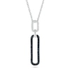 Thumbnail Image 1 of 0.18 CT. T.W. Black and White Diamond Elongated Paperclip Pendant in Sterling Silver