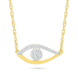 0.085 CT. T.W. Multi-Diamond Evil Eye Necklace in Sterling Silver with 10K Gold Plate