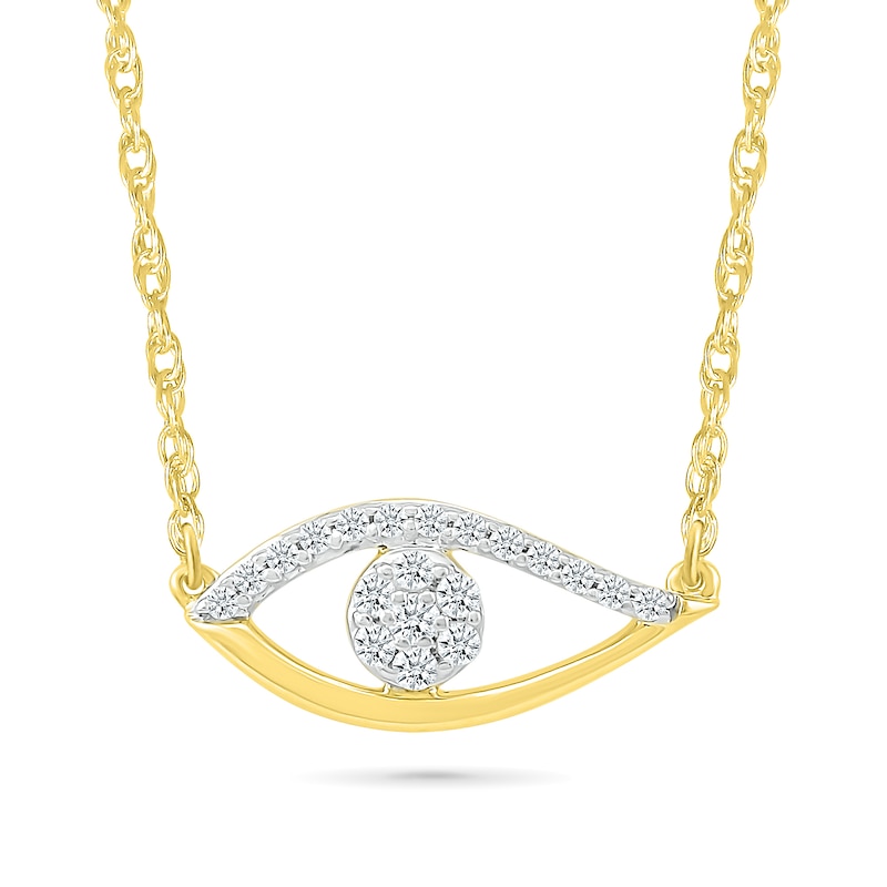 0.085 CT. T.W. Multi-Diamond Evil Eye Necklace in Sterling Silver with 10K Gold Plate