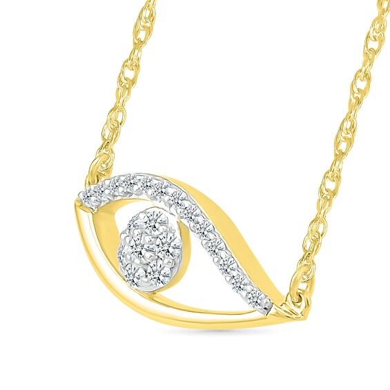 0.085 CT. T.W. Multi-Diamond Evil Eye Necklace in Sterling Silver with 10K Gold Plate