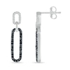0.23 CT. T.W. Black and White Diamond Elongated Paperclip Drop Earrings in Sterling Silver