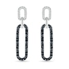 0.23 CT. T.W. Black and White Diamond Elongated Paperclip Drop Earrings in Sterling Silver