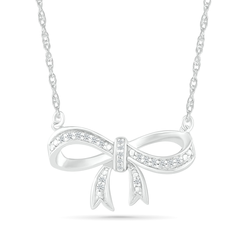 0.065 CT. T.W. Diamond Bow Necklace in Sterling Silver|Peoples Jewellers