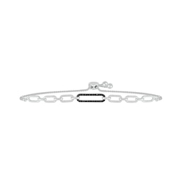 0.23 CT. T.W. Black and White Diamond Paperclip Bolo Bracelet in Sterling Silver - 9.5&quot;