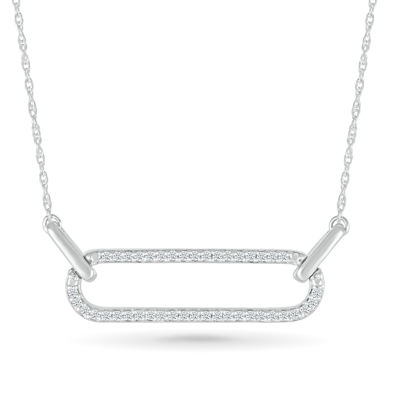 0.147 CT. T.W. Diamond Single Paperclip Necklace in Sterling Silver