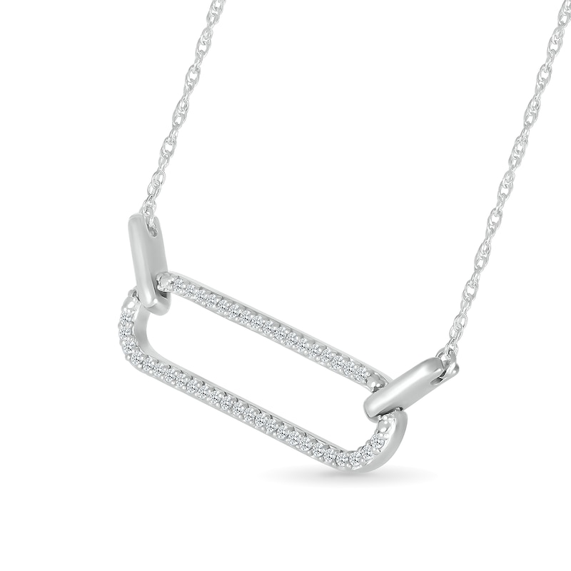 Main Image 2 of 0.147 CT. T.W. Diamond Single Paperclip Necklace in Sterling Silver