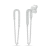 Thumbnail Image 1 of 0.115 CT. T.W. Diamond Half Paperclip Chain Drop Earrings in Sterling Silver