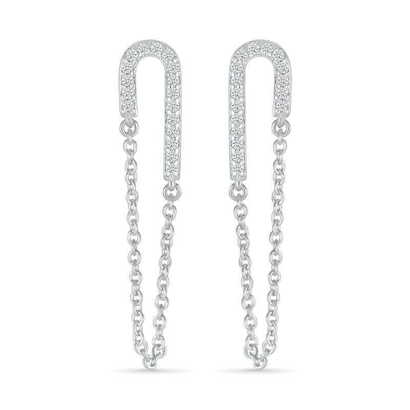 0.115 CT. T.W. Diamond Half Paperclip Chain Drop Earrings in Sterling Silver