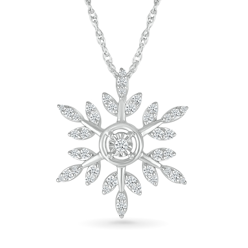 0.18 CT. T.W. Diamond Branch Snowflake Pendant in Sterling Silver