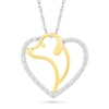 Thumbnail Image 0 of 0.04 CT. T.W. Diamond Dog Silhouette Heart Pendant in Sterling Silver and 10K Gold Plate