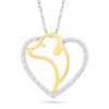 Thumbnail Image 1 of 0.04 CT. T.W. Diamond Dog Silhouette Heart Pendant in Sterling Silver and 10K Gold Plate