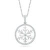 Thumbnail Image 1 of 0.146 CT. T.W. Diamond Circle Outline with Snowflake Pendant in Sterling Silver