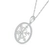 Thumbnail Image 2 of 0.146 CT. T.W. Diamond Circle Outline with Snowflake Pendant in Sterling Silver
