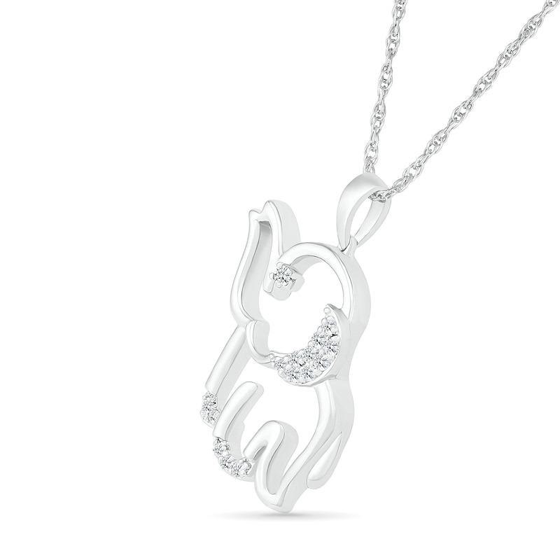 Main Image 2 of 0.085 CT. T.W. Diamond Chubby Elephant Pendant in Sterling Silver