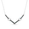 Thumbnail Image 1 of 0.29 CT. T.W. Black and White Diamond Paperclip Chevron Necklace in Sterling Silver